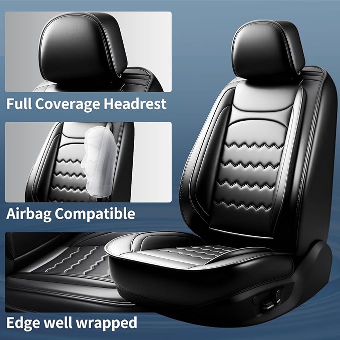 CX-5 Car Seat Covers Custom Fit for Mazda CX-5 2013-2025 2026, Full Coverage Leather Waterproof Breathable Seat Covers, Automotive Seat Protectors, Airbag Compatible(2 Front Seats, Black)