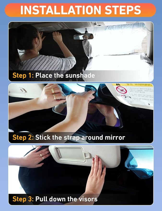 EcoNour Windshield Sunshade Compatible for Nissan Pathfinder 2013-2018 2019 2020, Sun Visor for Front Windshield & Window Sun Shade Cover, UV Heat Blocker & Protector, Car Accessories