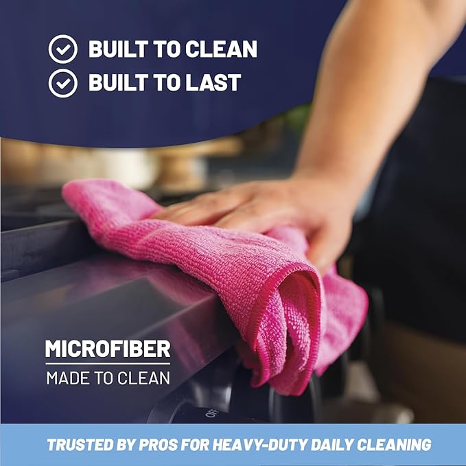 MW Pro Microfiber Cleaning Cloth | Blue | 36 Pack | 16” x 16” | All Purpose Microfiber Towels - Clean, Dust, Polish, Scrub, Absorbent