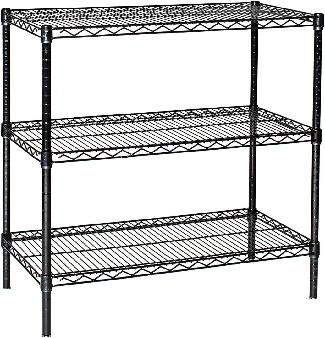 Omega 24" Deep x 54" Wide x 86" High 3 Tier Black Starter Shelving Unit
