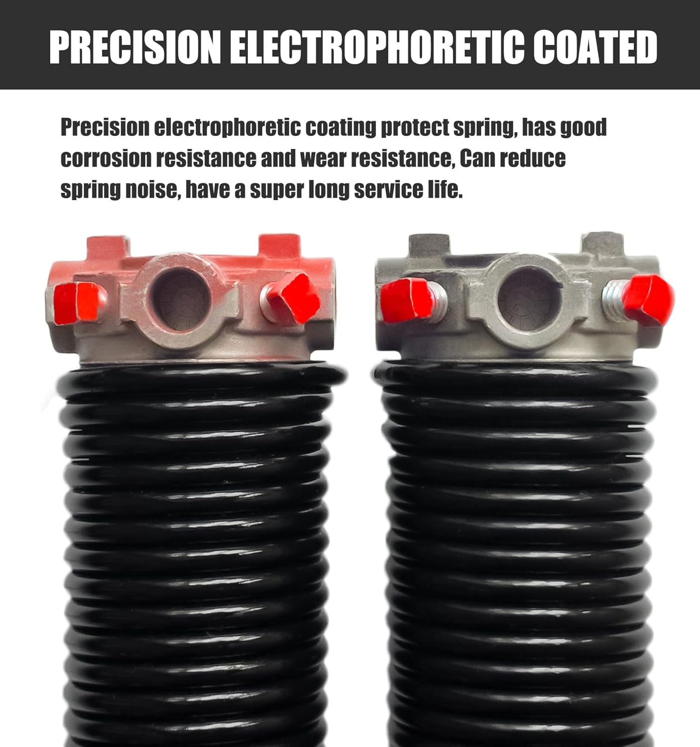 Garage Door Torsion Spring Set, Pair of 2" Electrophoresis Coated Garage Door Spring Replacement with 2 Non-Slip Winding Bars and Bearing, Minimum 16000 Cycles (.250x2x29")