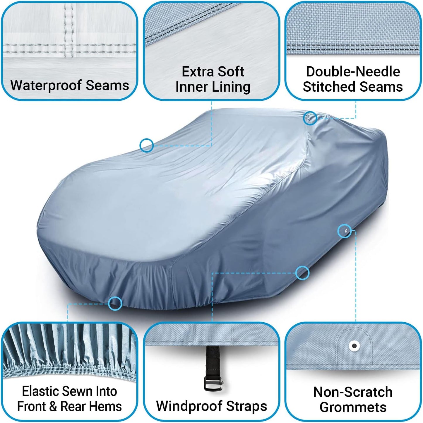iCarCover Premium Car Cover for 1995-2002 Pontiac Sunfire Coupe Heavy Duty Waterproof All-Weather Automobiles Custom Fit Indoor Outdoor UV Snow Protection Covers with Straps and Bag