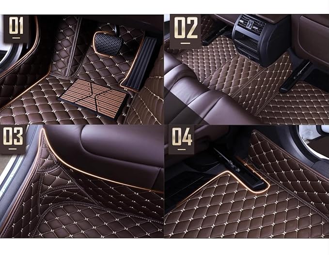 Custom Personalized Floor Mats for Cars，Luxury Full Coverage All Weather Car Floor Mats，Anti-Slip Leather Car Mat Set ，Custom Floor Mats for 99% of Cars, Trucks & SUVs (3D Wine red and Black)