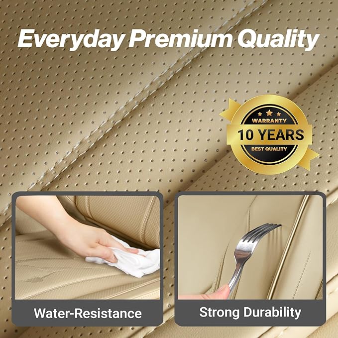 Coverland Custom Fit Car Seat Covers for Car Compatible with [2015-2026 Subaru WRX Front Bucket Seats] Premium Waterproof Non-Slip Interior Seat Protector [Full Set Beige - Size Chart X74]