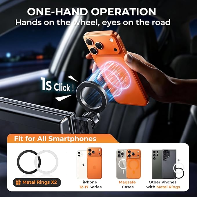 Car Phone Holder for BMW 7 Series 2022 2021 2020 2019 2018 2017 2016 (Only for 10.25/10.3-Inch Screen) 360° Rotation Magnetic Cell Phone Mount, Compatible with Magsafe, Does Not Affect Air Vent