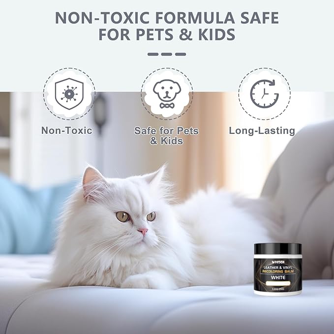Leather Recoloring Balm with 100ml Mink Oil Conditioner | White Repair Kit, Dye & Color Restorer for Furniture, Sofa, Car Seats, Bags | Restore Faded & Scratched Surfaces