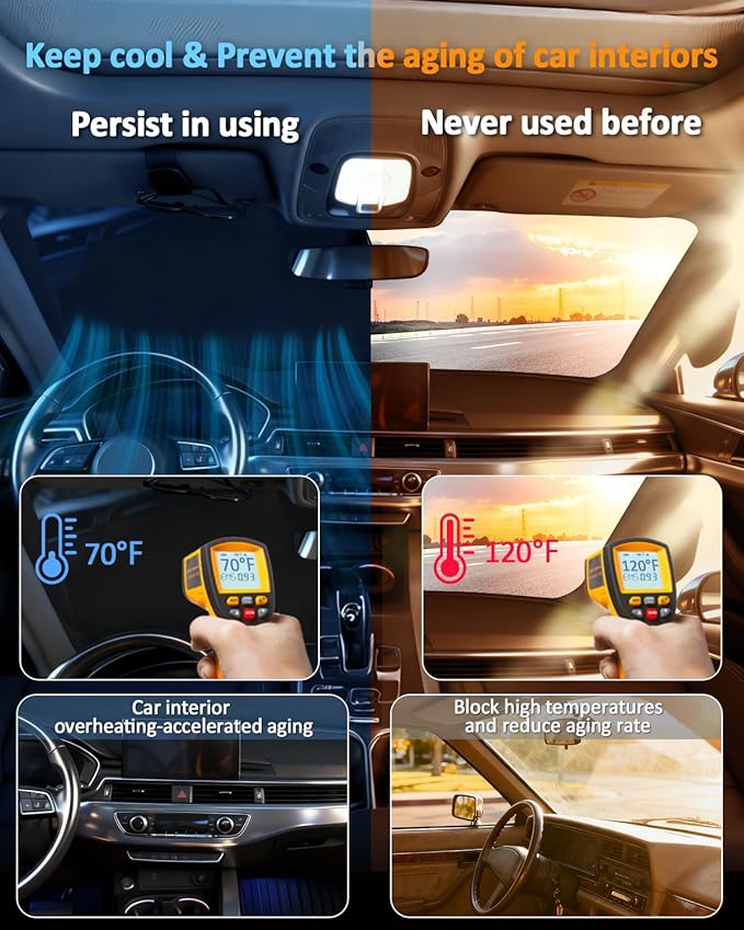 Windshield Sunshade for Porsche Boxster/Cayman 2017-2023 Sun Shade Car Windshield Accessories Upgrade 4 Layers Blocks UV Rays Custom Fit Cayman 240T Car Window Shades Keep Cool Foldable