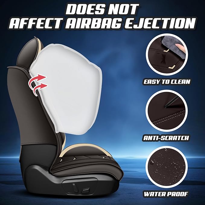 Car Seat Covers for Hyundai Sonata 2002-2025, Premium Nappa Leather Car Seat Cover, Stylish Sport Seat Covers， Automobile Seat Cover Sets.(Luxury 2 Seats/Coffee Color)