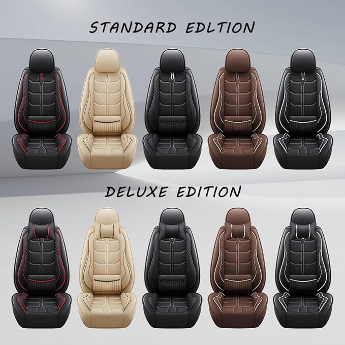Leather Car Seat Covers Fit for Toyota Tundra 2000-2024, 5 Seater Car Seat Cover, Premium Waterproof, Scratch Resistant Car Interior Accessories (Full Set with Pillow Coffee)