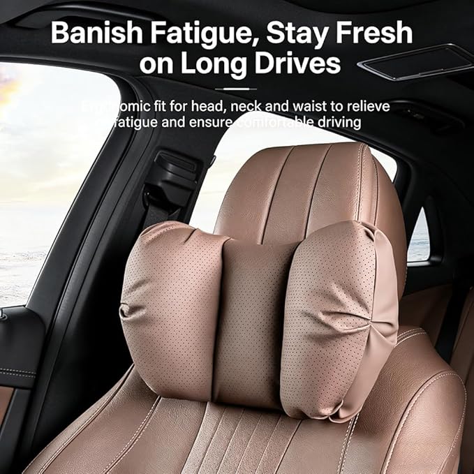 Car Neck Pillow & Lumbar Support for Kia Telluride Carnival Cadenza Stinger Ergonomic Breathable Mesh Auto Seat Back Cushion Headrest,Black-Neck & Lumbar Set