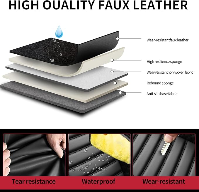 Fit CRV Car Seat Covers for Honda CR-V 2013-2024 2025 2026 - Upgraded Premium Waterproof & Breathable Leather, Airbag Compatible, All-Weather Seat Cushion Protector (2 Front/Black)