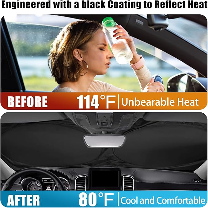 Beach Palm Car Windshield Sun Shade Foldable Sunshade Front Window Cover Sun Visor Protector Accessories (59x27.5 inches)