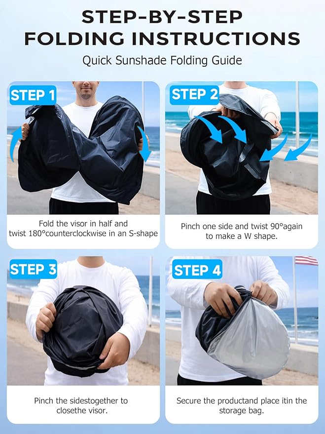 DMJN Windshield Sun Shade - Large, Car Sunshade for Front Windshield [100% Efficient Block UV & Scorching Sun] UPF50+ Heat Block - Protect Interior & Keep Cooler