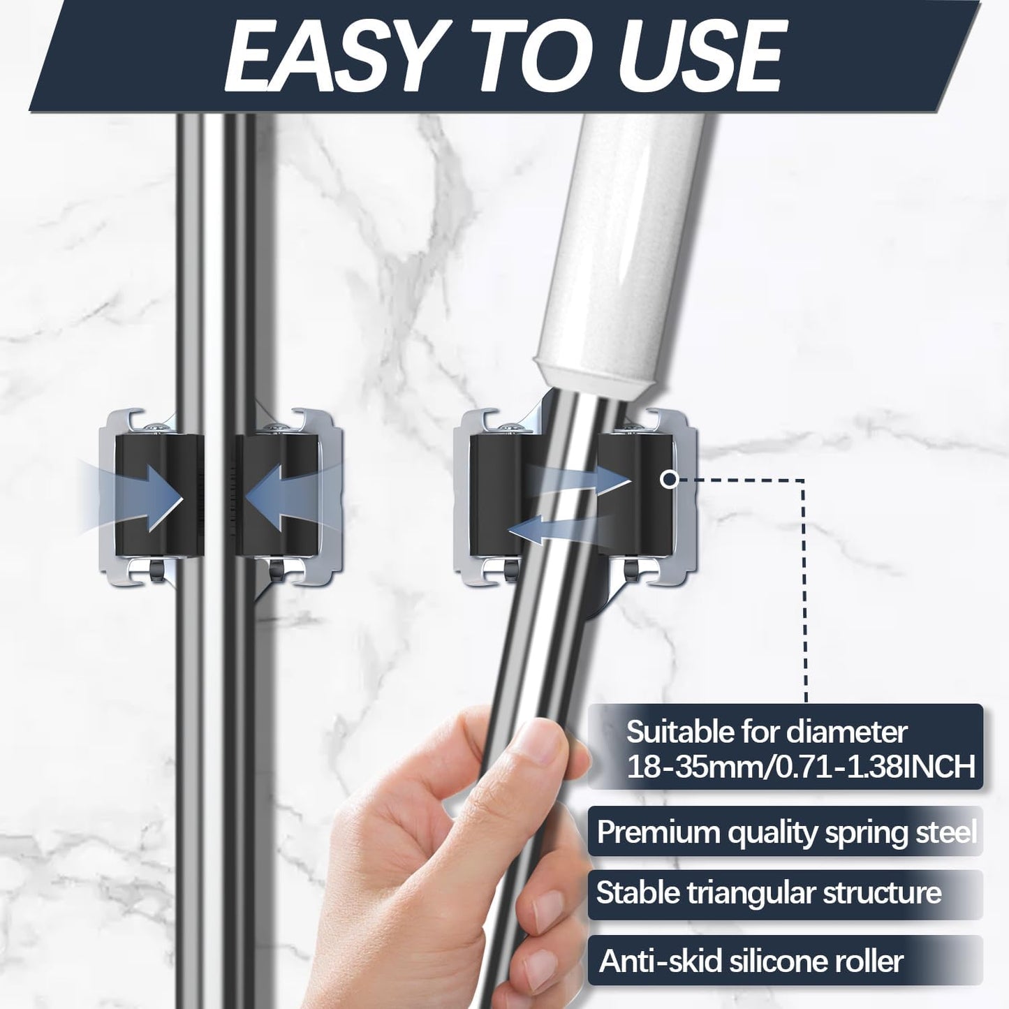 3-H 10 Pack Mop and Broom Holder Big Size Hanging 1 KG Extra, Broom Holder Wall Mount for Hanging and Organizing Shove Rake Yard Tools in Garage Garden Shed Laundry Kitchen up to 1.45 Inch (black)