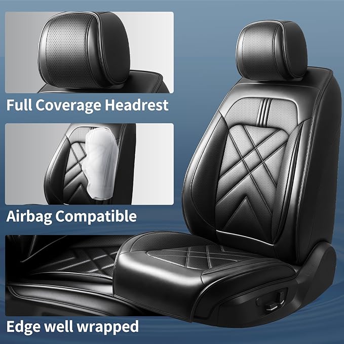 CX-30 Car Seat Covers Custom Fit for Mazda CX-30 2020-2026, Full Coverage Premium Leather Waterproof Breathable Seat Covers, Automotive Seat Protectors, Airbag Compatible(Full Set Seats, Black)