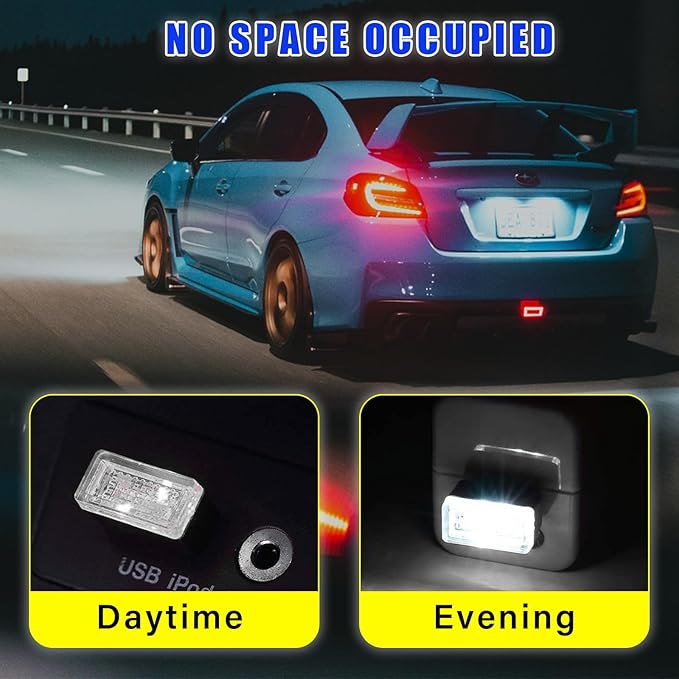 Augeny 4 PCS USB LED Car Interior Atmosphere Lamp, Plug-in USB Decor Night Light, Portable Auto Ambient Lighting Kit, Universal Vehicle Interior Accessories for Most Cars (White & Red)