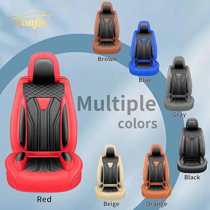 Fit Versa Car Seat Covers Compatible with Nissan Versa 2008-2025 2026 - Premium Leather， Waterproof Breathable， All-Weather Seat Cushion Protecto&Airbag Compatible (2 Front Seat Red&Black)