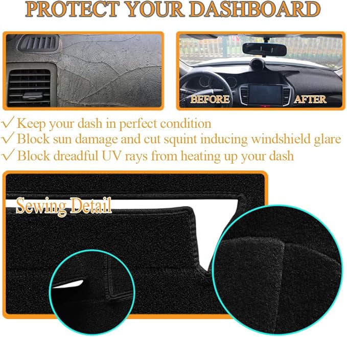 Dashboard Cover Dash Cover Mat Pad Custom Fit for Toyota Camry 2025 2026 w/Head Up Display (Black) J390