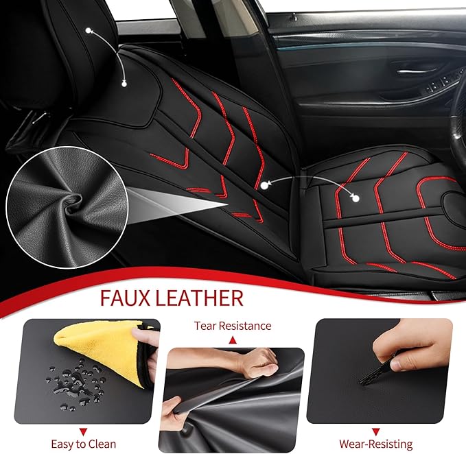 TTX LIGHTING Car Seat Covers fit for Hyundai Sonata 2007-2026 Full Set: Premium Leather Automotive Seat Cover with Airbag Compatible Waterproof (5 Seats, Redline)