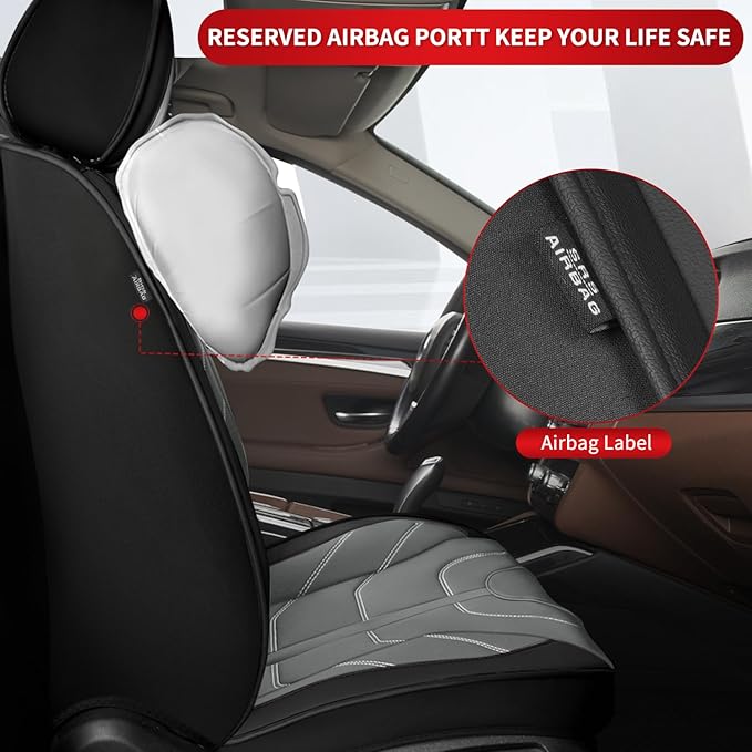 TTX LIGHTING Car Seat Covers fit for Acura TSX 2009-2014 Front Seat: Premium Leather Automotive Seat Cover with Airbag Compatible Waterproof (2 Seats, Black & Gray)