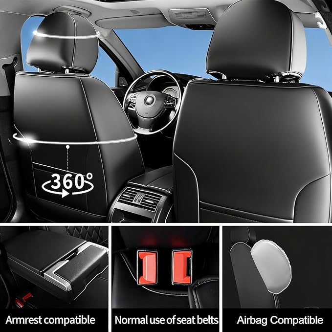 Fit TSX Car Seat Covers for Acura TSX 2003-2014 - Premium Leather, Waterproof, All-Weather, Airbag Compatible, Anti-Slip, Breathable, Easy Install, Seat Protectors, Full Set, Redline