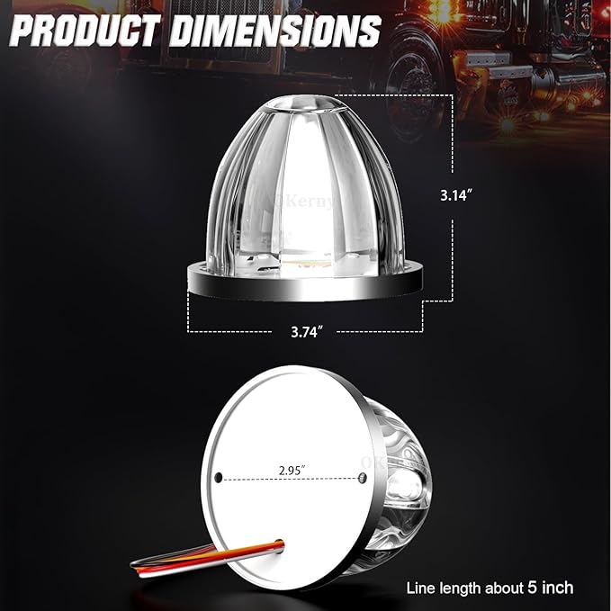 10-Pack Dual Color Watermelon Lights with Strobe & Steady Lighting Clear Lens Red/Amber LED Side Marker Turn Signal Lights for Truck Trailer RV Off-Road Vehicle