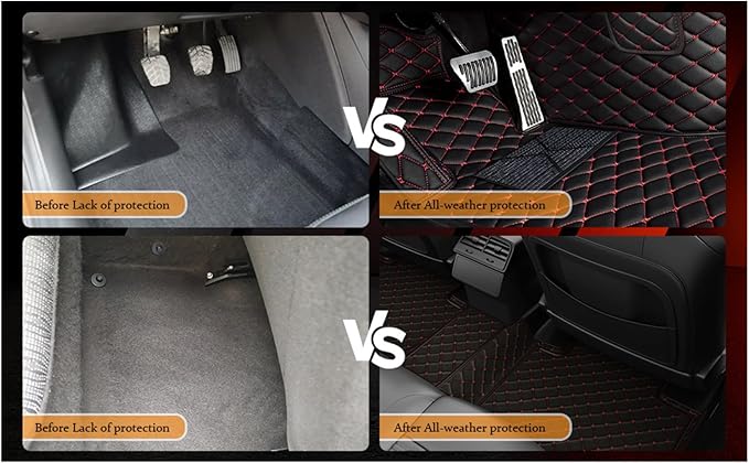 Yaruicar Custom Personalized Floor Mats for Cars Luxury Full Coverage All Car Floor Mats Anti-Slip Leather Car Mat Set Trucks & SUVs Trucks Automotive Floor Mats Liners (Green)