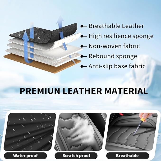 Fit FJ Cruiser Car Seat Covers Full Set Premium Leather for Toyota Fj Cruiser 2007-2014. Waterproof， Breathable，Scratch-Resistant & All-Weather Seat Cushion Protector (5 Seats,Black)