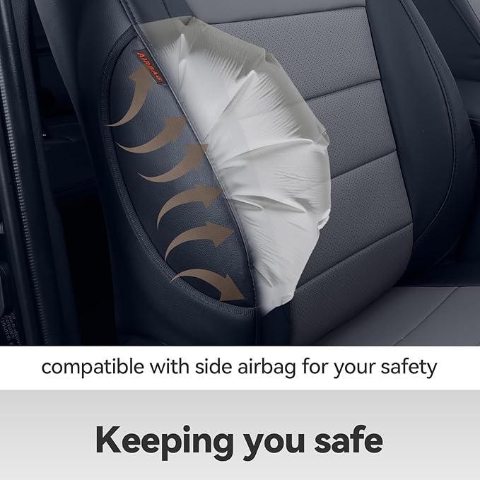 coverdream Rav4 Seat Covers Custom Fit for 2019-2024 2025 Toyota Rav4 Hybrid (Not for XSE/SE/Plug-in Hybrid) SUV,Fully Covered,Waterproof Leather Car Seat Protector(Full Set,Black/Gray)