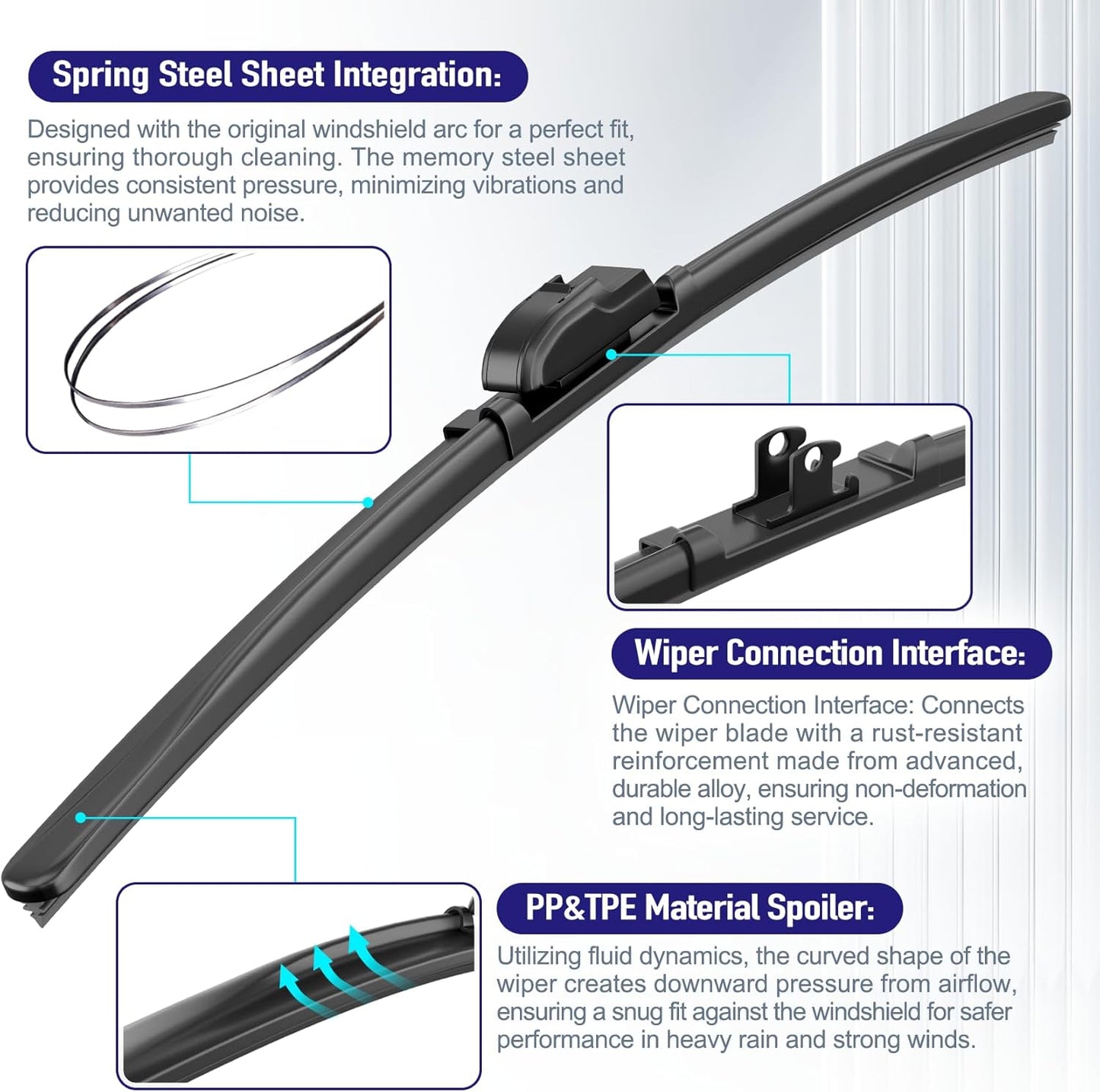 AJK Wiper Blades for Hyundai Tucson 2010 2011 2012 2013 2014 2015, 2 Piece All Weather OEM Quality Automotive Replacement Windshield Wiper Blades for My Car