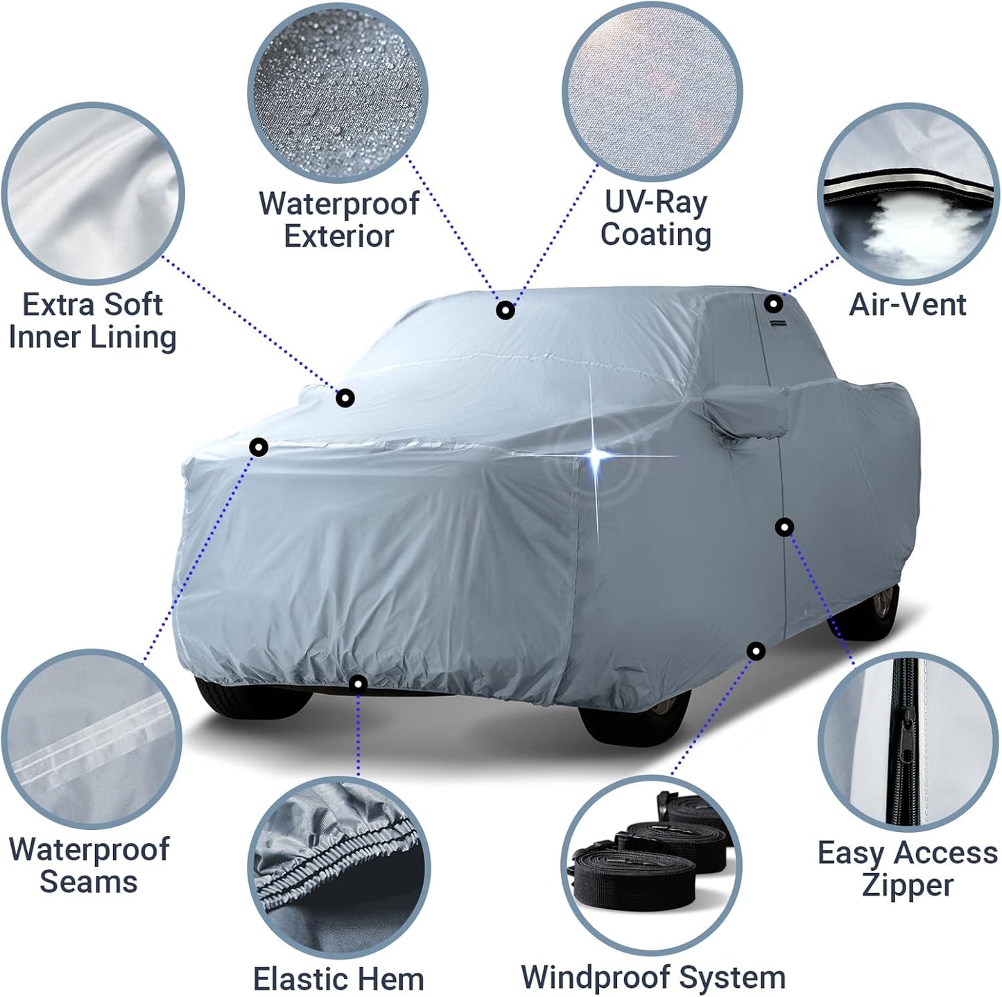 iCarCover Fits 2004-2024 Titan Crew Cab, 5.6 ft Short Bed Nissan Truck Cover Automobiles Form-Fit Padded Full Exterior Waterproof Automobiles Protection Covers