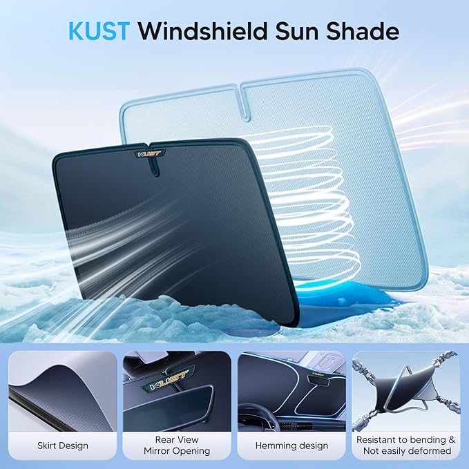 KUST Windshield Sun Shade for 2009-2017 Audi Q5/2014-2017 Audi SQ5 Accessories Custom Fit Sunshade Sun Visor Protector Foldable Blocks UV Rays Keep Your Car Cooler