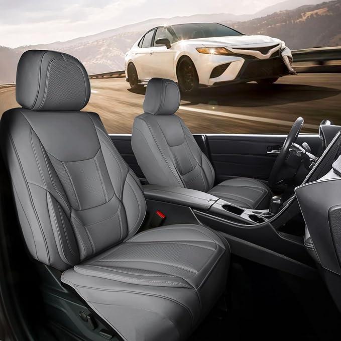 Coverland Custom Fit Car Seat Covers for Car Compatible with [Accord, Prius Prime, Avalon, Legacy, WRX, BRZ] Premium Waterproof Non-Slip Interior Seat Protector [Front Dark Gray- Size Chart A19]