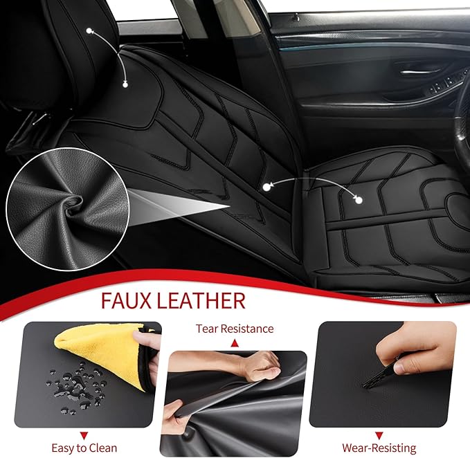 TTX LIGHTING Car Seat Covers fit for Chevrolet Tahoe 2011-2026 Front Seat: Premium Leather Automotive Seat Cover with Airbag Compatible Waterproof (2 Seats, Black)
