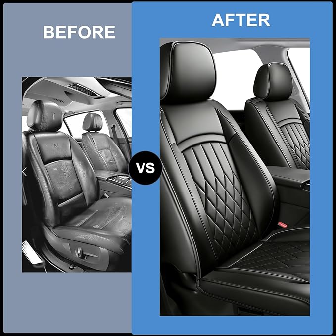 Fit TLX Car Seat Covers for Acura TLX 2014-2026 - Premium Leather, Waterproof, All-Weather, Airbag Compatible, Breathable, Easy Install, Seat Protectors, Only 2 Front seat Covers, Black