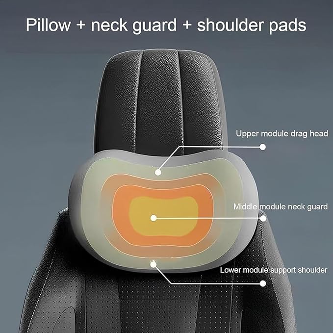 Headrest Lumbar Pillows Car Seat for Ford F150 2011-2025, Ergonomic Neck Back Support Cushion, Comfortable Breathable Washable Cover, Memory Foam,Black