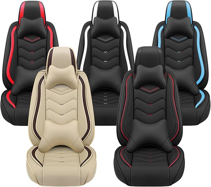 Car Seat Covers for Fiat 500 2012-2019, Premium Nappa Leather Car Seat Cover, Stylish Sport Seat Covers， Automobile Seat Cover Sets.(Luxury 2 Seats/Beige)