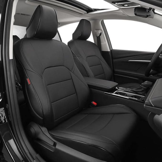 EKR Camry Seat Covers for Toyota Camry XLE, XSE 2018-2024(Not for Hybrid) Waterproof Leather Car Seat Cover Full Set for Trucks SUV-Faux Leather (Black)
