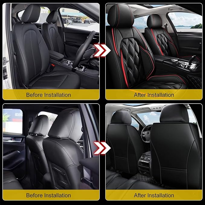 AOMSAZTO Car Seat Covers,2 Front Seats Custom Fit for Acura RDX 2008-2026,Leather Carseat Automotive Cushion Covers Seat Protector,Airbag Compatible Waterproof Black