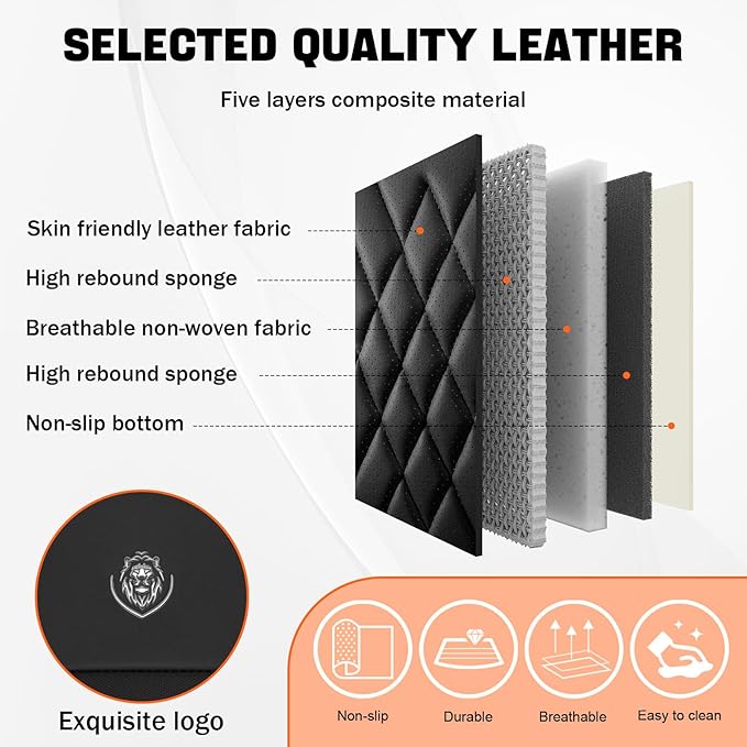 Car Seat Covers Compatible with Toyota Camry 2012-2026 Durable Waterproof Automotive Seat Covers Stretchable Fabric Material, Airbag Compatibility, Premium Nappa Leather(Black Red, Full Set)
