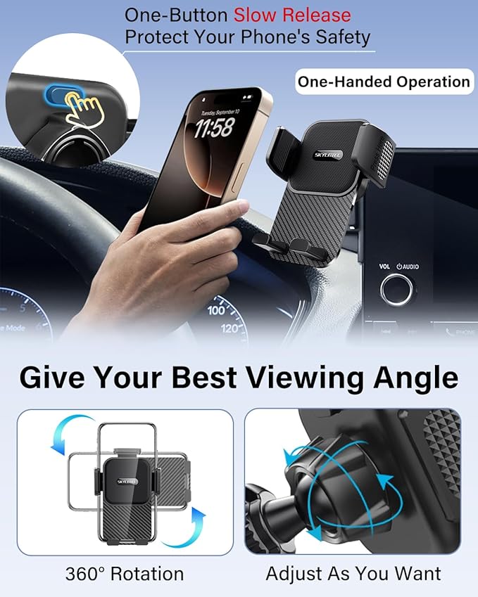 SKYLOTEC Car Phone Holder for Mazda 3 2014-2016/CX-3 2016-2021/MX-5 MX5 Miata 2016-2023 Accessories 7-Inch Screen Fixed Clip, Automobile Cradles Phone Mount, Cell Phone Base Not Block Air Vent