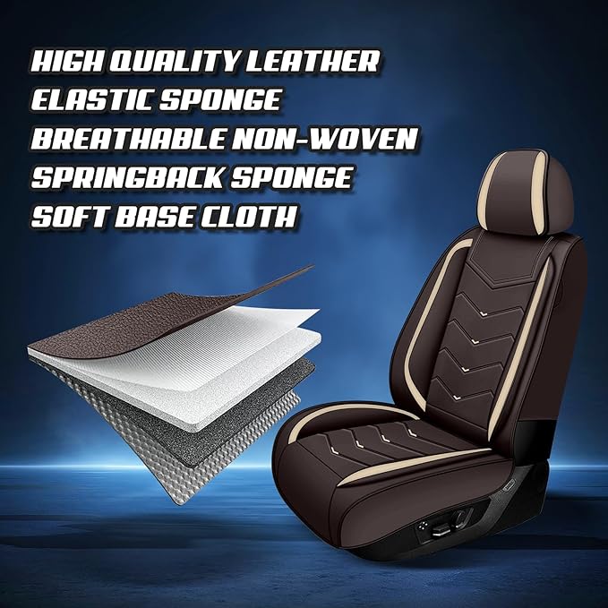 Car Seat Covers for Mitsubishi Outlander 2003-2025, Premium Nappa Leather Car Seat Cover, Stylish Sport Seat Covers， Automobile Seat Cover Sets.(Standard 5 Seats/Coffee Color)