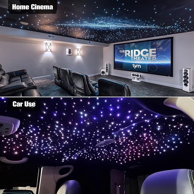 CHINLY Starlight Headliner Kit Twinkle 550pcs 13.1ft 0.02in 16w Fiber Optic Lights kit, Music Mode Bluetooth APP Control Remote, RGBW Star roof Lights for Star Headliner/Home Theater/Pool Ceiling