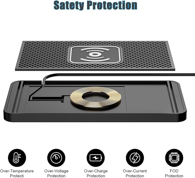 Wireless Charging Pad for Car for Jeep Gladiator, 15W Fast Wireless Charger Mat Non-Slip Silicone Car Center Console Phone Charging Pad,B/15W-USB