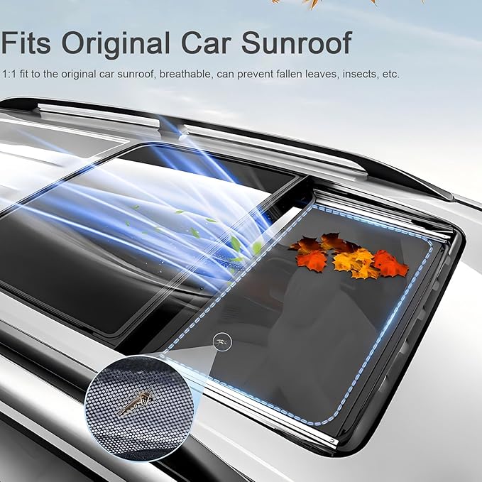 Car Sunroof Sunshade Compatible with Tiguan Accessories 2010-2017, One-Piece Glass Roof Sun Shade, Foldable Car Sunshade Roof, Sunroof Cover, Sun UV Protection