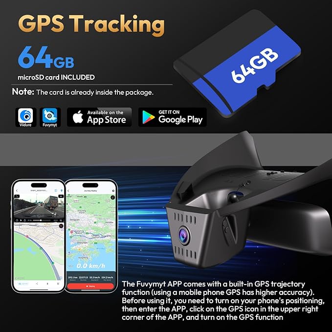 4K Dash Cam for Ford Ranger 2024 2025 2026 XL XLT Lariat Raptor,OEM-Look,2160P UHD Video,Built-in WiFi & APP,Loop Recording,G-Sensor,Plug & Play,64GB Card