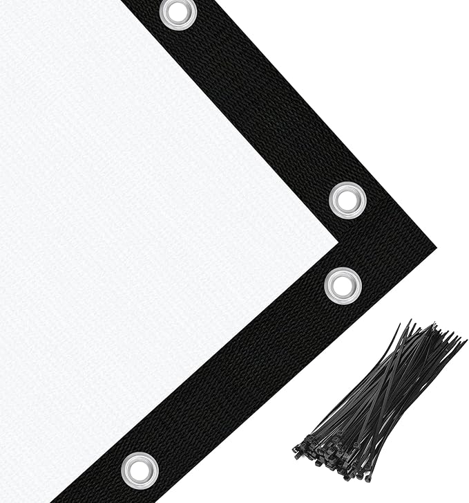 Amagenix 90% Pergola Shade Cover 5' X 14' Sun Shade Cloth with Grommets for Outdoor Garden Patio Porch, Commercial Grade 200 GSM - Cable Zip Ties Included (We Customized) GN108, White