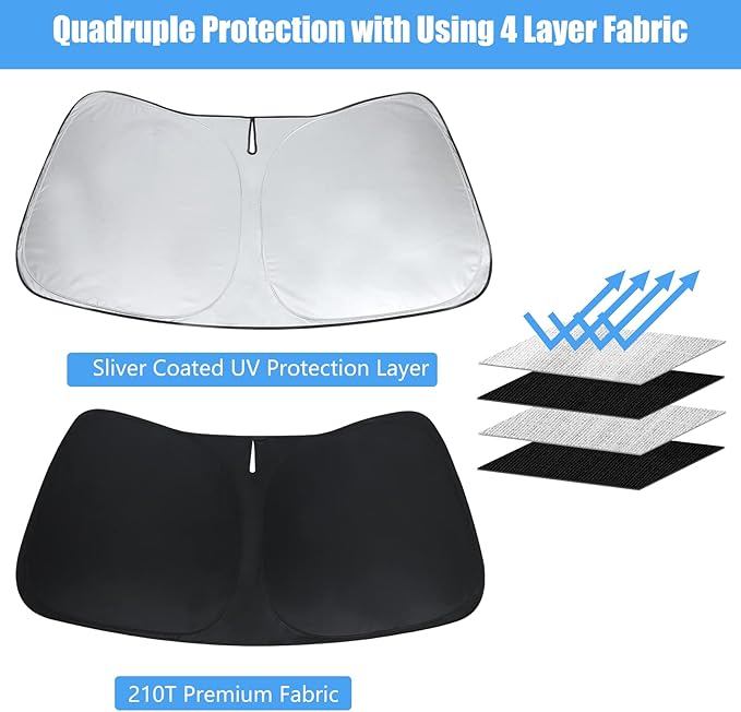 Windshield Sun Shade for 2020-2026 Toyota Highlander Custom Fit Window Sunshade for L LE XLE Limited Platinum Accessories Foldable SUV Sun Visor UV Protector Heat Shield Cover