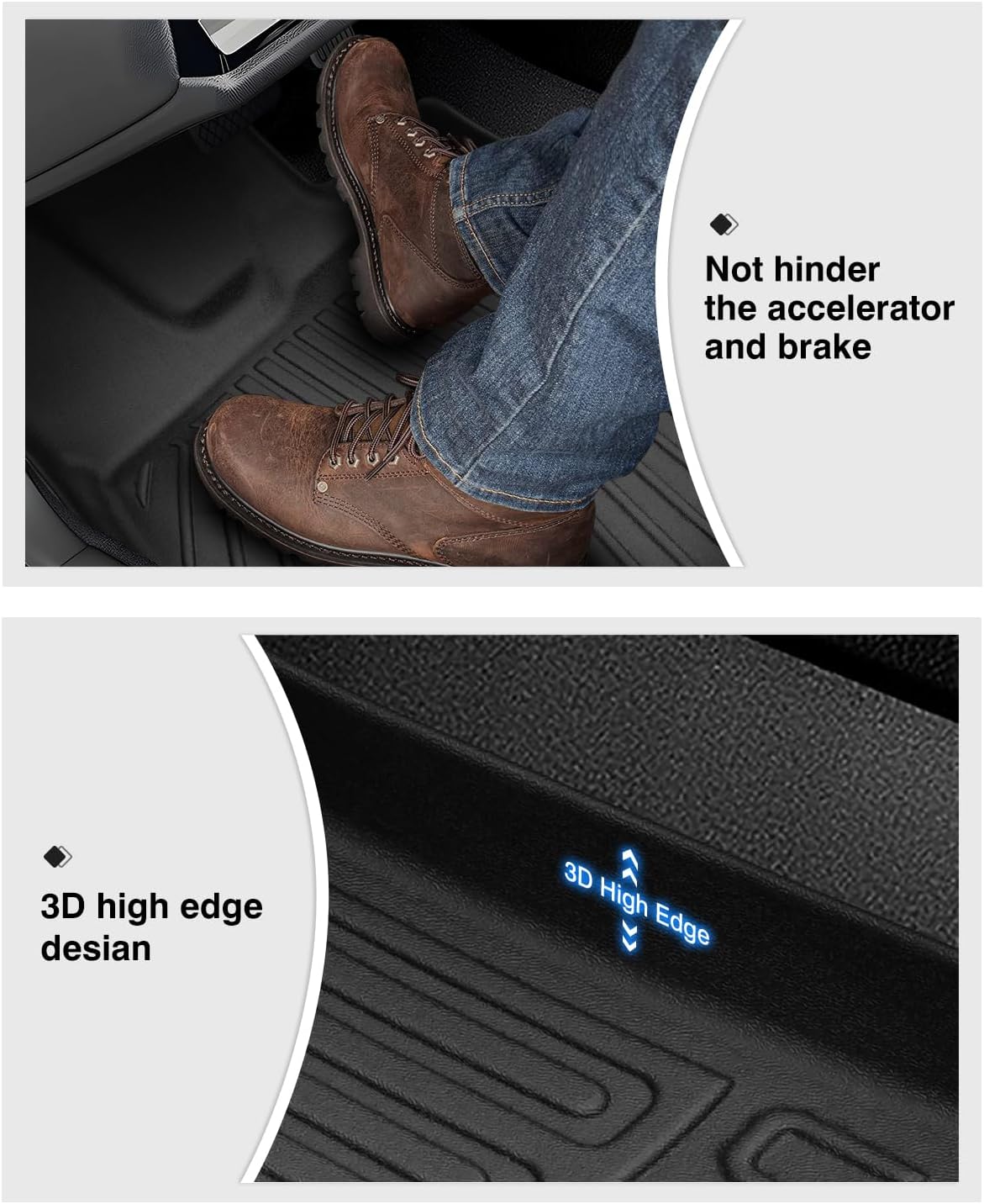 Powerty Floor Mats for 2023 2024 2025 Honda Pilot Accessories All Weather Floor Liner 3D TPE 3 Row Floor Mat Heavy-Duty Floor Liners