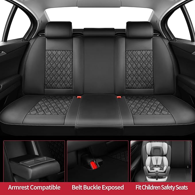 Fit Outback Car Seat Covers for Subaru Outback 2010-2024 2025 2026 - Upgraded Premium Waterproof & Breathable Leather, Airbag Compatible, All-Weather Seat Cushion Protector (Full Set, Black)